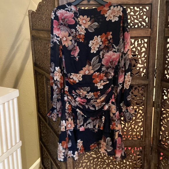 NICHOLAS Floral Pintuck Mini Dress in Navy - Picture 4 of 4